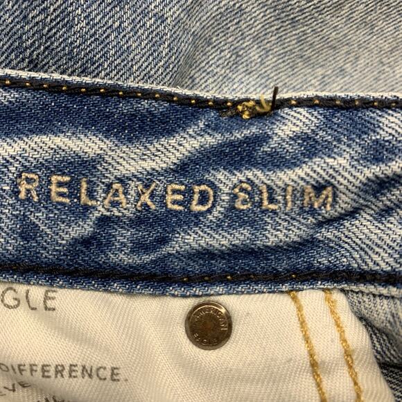 American Eagle Jeans Mens 36x30 Slim Straight Leg Medium Blue Denim Distressed - Picture 6 of 9